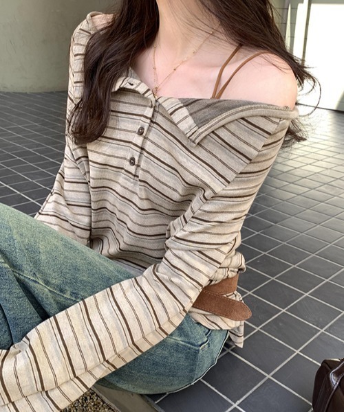 「GEMEDA」 長袖カットソー M ベージュ レディース_画像6