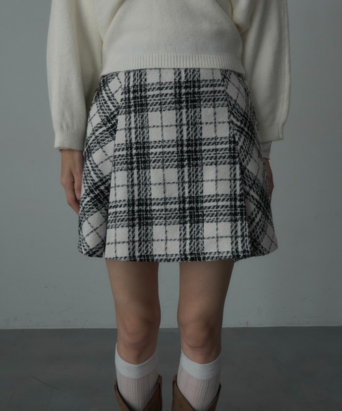 新品未使用 stina 新作チェックブラックスカート ショート M DOLLY スカート check pleats mini skirt/チェックプリーツミニ