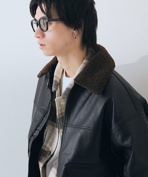 savier ブルゾン アウター 「SAVIER/サビアー」ボア衿G1PUレザー