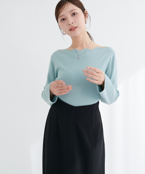 natural couture ニット セーター スカラップラメニット レディース