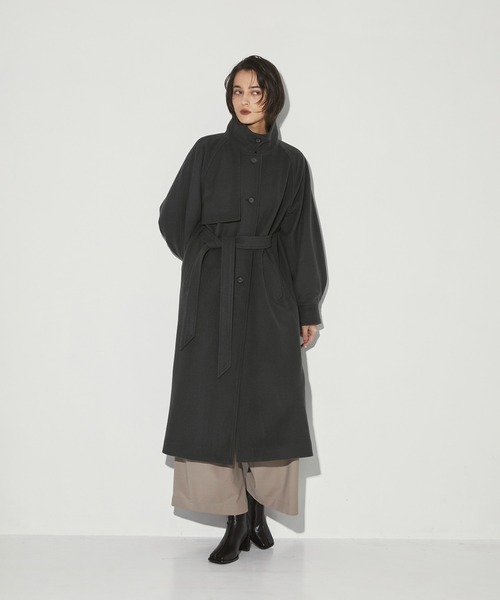 ステンカラーコート コート StandCollar Wool Coat/スタンドカラーウールロングコート レディースの画像