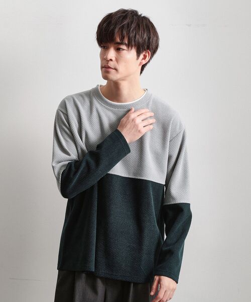 THE SHOP TK tシャツ バイカラー モール風長袖Tシャツ メンズ
