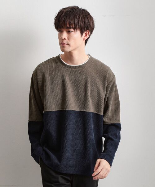 THE SHOP TK tシャツ バイカラー モール風長袖Tシャツ メンズ