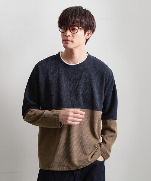 THE SHOP TK tシャツ バイカラー モール風長袖Tシャツ メンズ