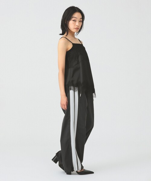 【新品】 トラックパンツ 黒 L BEAMS ストレートS88092 Ray BEAMS（レイ ビームス） ワイドパンツ パンツ Wライン トラック