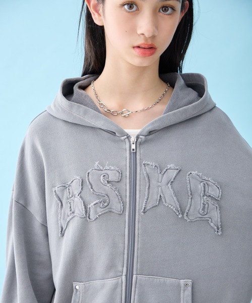 BISKEE パーカー ピグメント加工ワイドジップパーカー キッズ 子供服
