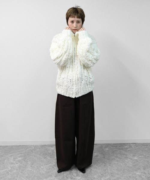 THE CELL. ニット セーター ビッグスラブ手編みジップカーディガン BIG