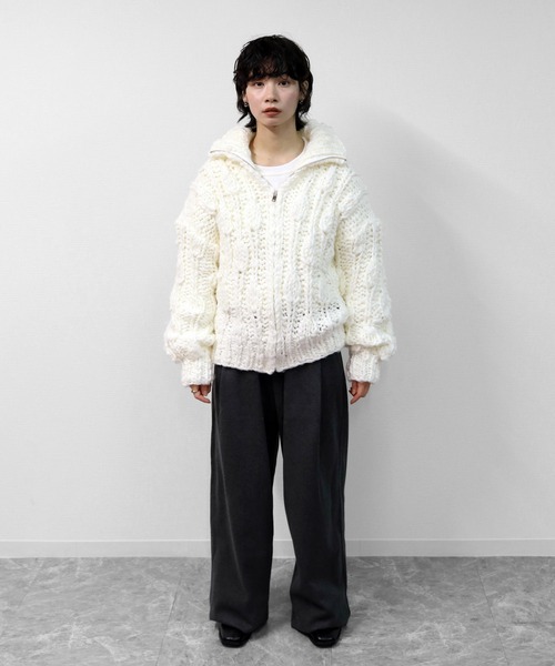 THE CELL. ニット セーター ビッグスラブ手編みジップカーディガン BIG