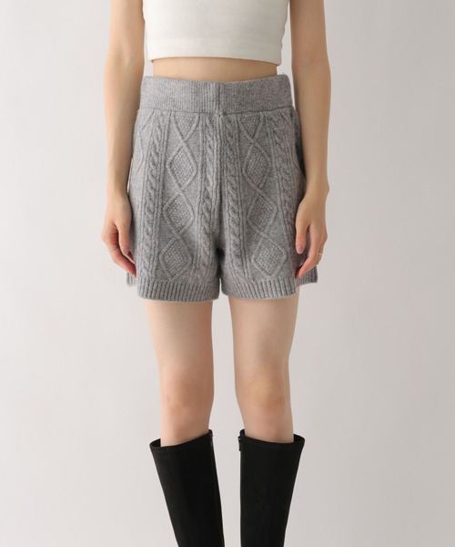 Heather（ヘザー） パンツ ケーブルニットコンパクトショートパンツ