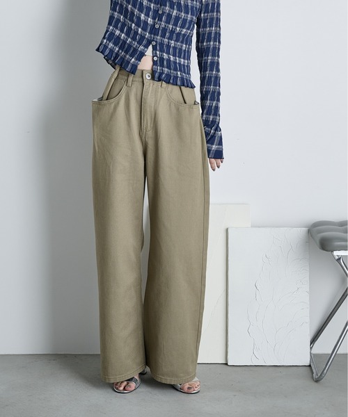 THE Yon ジーンズ デニム デニムパンツ ウエストタックワイドパンツ