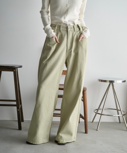 THE Yon ジーンズ デニム デニムパンツ ウエストタックワイドパンツ