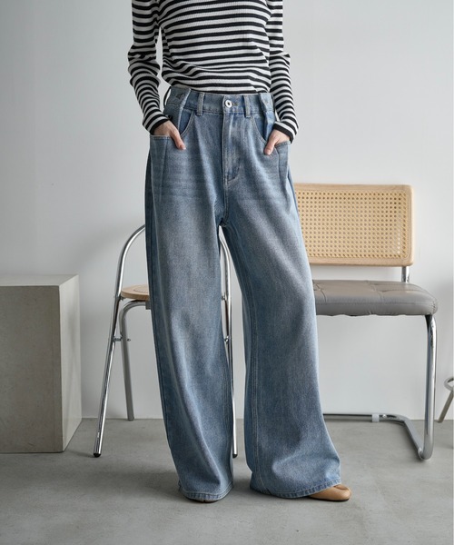 THE Yon ジーンズ デニム デニムパンツ ウエストタックワイドパンツ