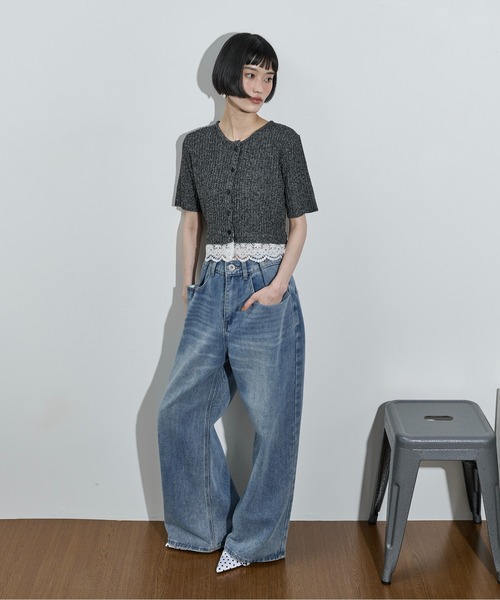 THE Yon ワイドパンツ ジーンズ デニム デニムパンツ ウエストタック