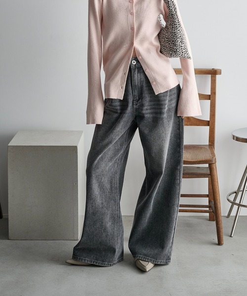 THE Yon ジーンズ デニム デニムパンツ ウエストタックワイドパンツ