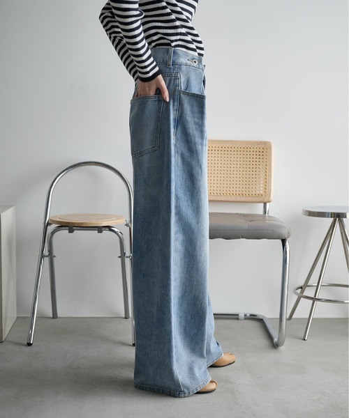 THE Yon ジーンズ デニム デニムパンツ ウエストタックワイドパンツ
