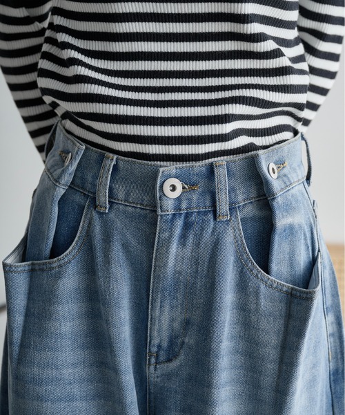 THE Yon ジーンズ デニム デニムパンツ ウエストタックワイドパンツ