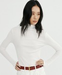 tシャツ タートルネックリブトップス レディースの詳細画像1