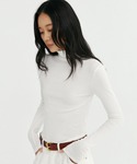 tシャツ タートルネックリブトップス レディースの詳細画像2