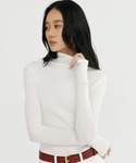 tシャツ タートルネックリブトップス レディースの詳細画像3