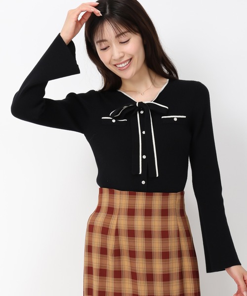 「MISCH MASCH」 長袖ニット フリ- パープル レディース_画像3