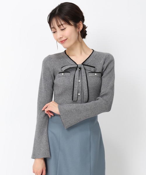 「MISCH MASCH」 長袖ニット フリ- パープル レディース_画像4