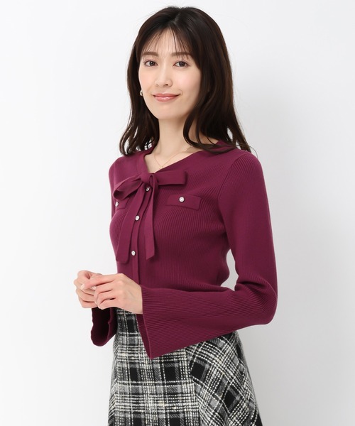 「MISCH MASCH」 長袖ニット フリ- パープル レディース_画像6