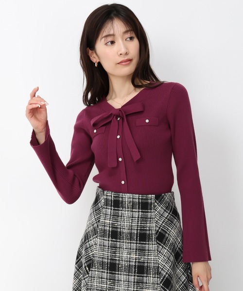 「MISCH MASCH」 長袖ニット フリ- パープル レディース_画像8