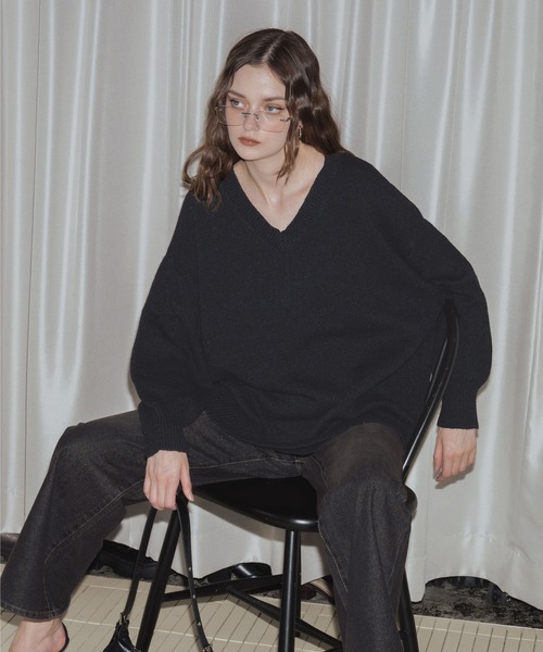 「Mili affinity」 長袖ニット FREE グレー レディース_画像2