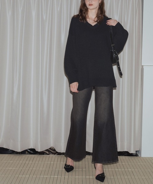 「Mili affinity」 長袖ニット FREE グレー レディース_画像6