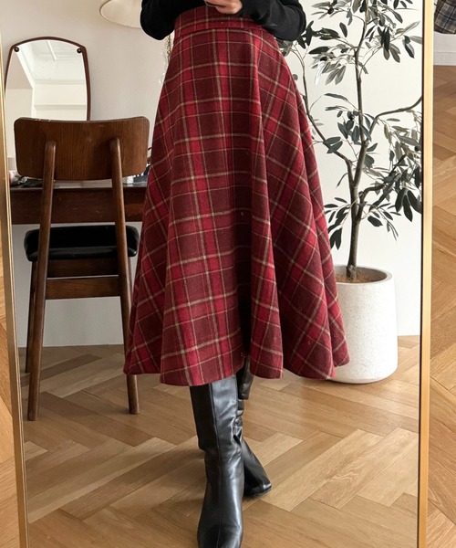 「DEICY」 フレアスカート 1 レッド レディース_画像5