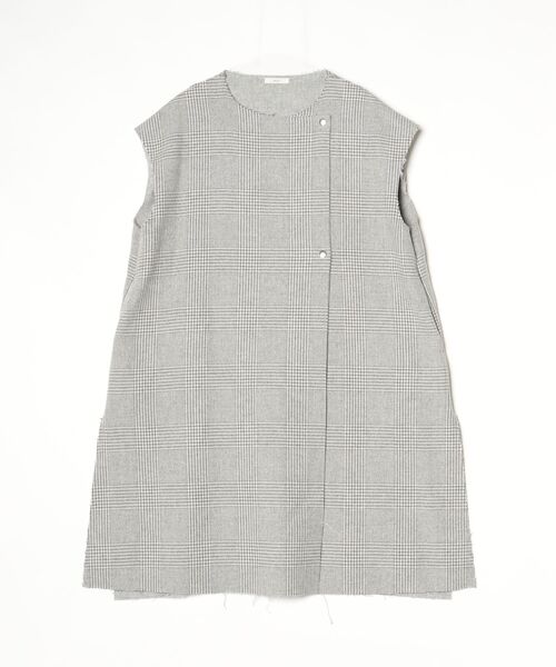 yori チェックジレ Yori チェックロングジレ ベスト FREE グレー レディース : ZOZOTOWN