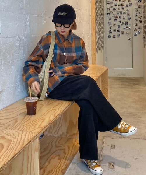 「DISCUS」 長袖ネルシャツ MEDIUM ブラウン レディース_画像3