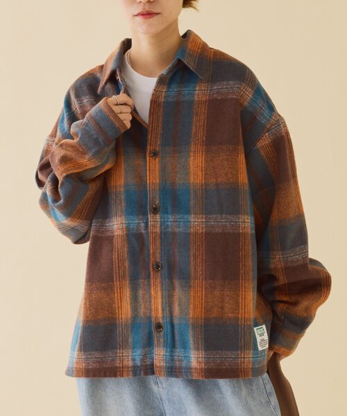 「DISCUS」 長袖ネルシャツ MEDIUM ブラウン レディース_画像8