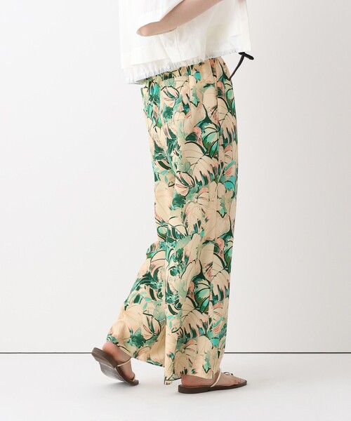 ワイドパンツ パンツ ボタニカルプリントパンツ レディースの画像