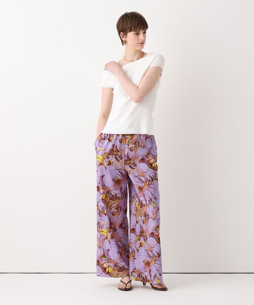 ワイドパンツ パンツ ボタニカルプリントパンツ レディースの画像
