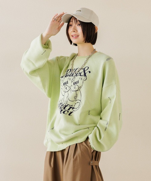 「Anui」 長袖ニット MEDIUM ライム レディース_画像6