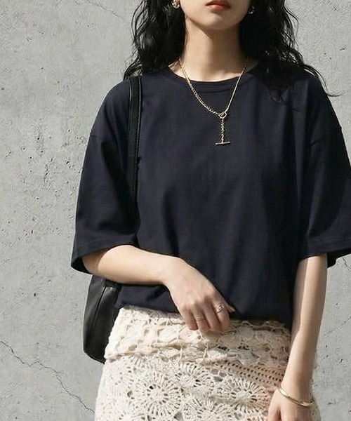 antiqua（アンティカ） antiqua tシャツ 半袖 綿100 五分袖 汗染み T