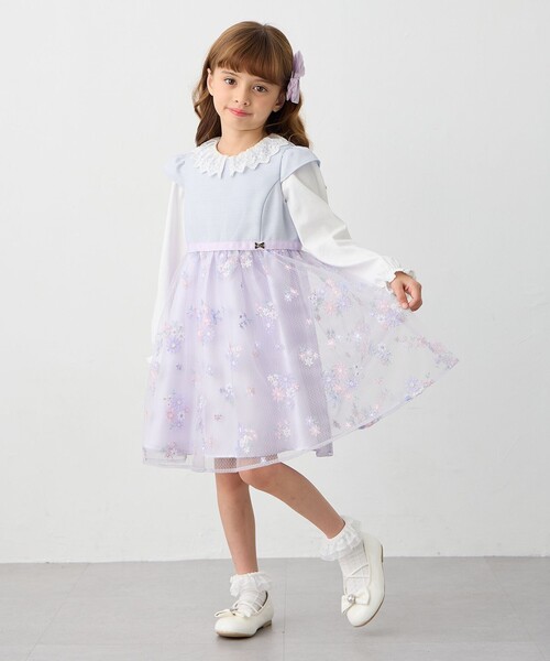 「ANY」 「KIDS」ノースリーブワンピース 130 ブルー キッズ_画像4