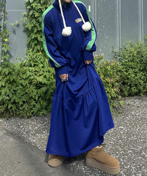 「Alley by w closet」 長袖ワンピース FREE ブルー レディース_画像2