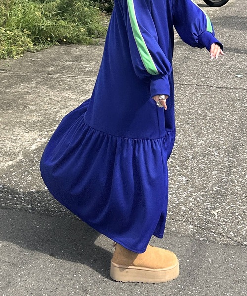 「Alley by w closet」 長袖ワンピース FREE ブルー レディース_画像7