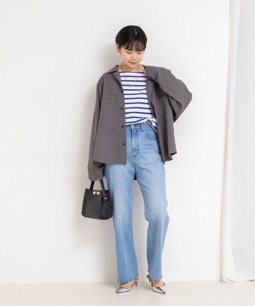 「Rie Miller」 長袖シャツ 38 グレー レディース_画像3