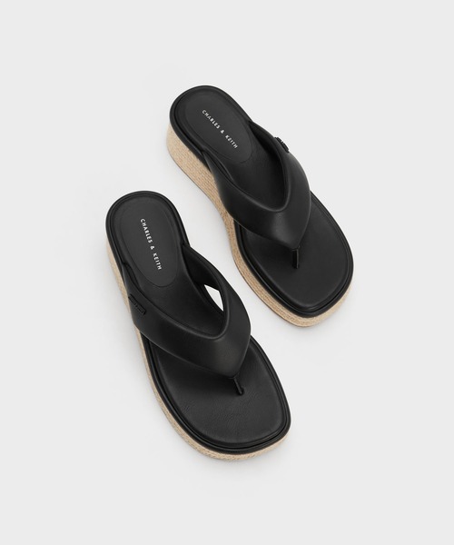 「CHARLES & KEITH」 フラットサンダル 24.5cm ブラック レディース_画像3