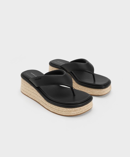 「CHARLES & KEITH」 フラットサンダル 24.5cm ブラック レディース_画像5
