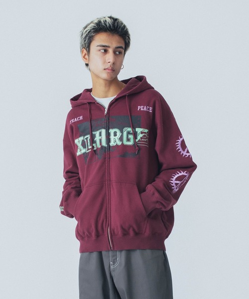 XLARGE（エクストラ ラージ） ジップアップパーカー S バーガンディー