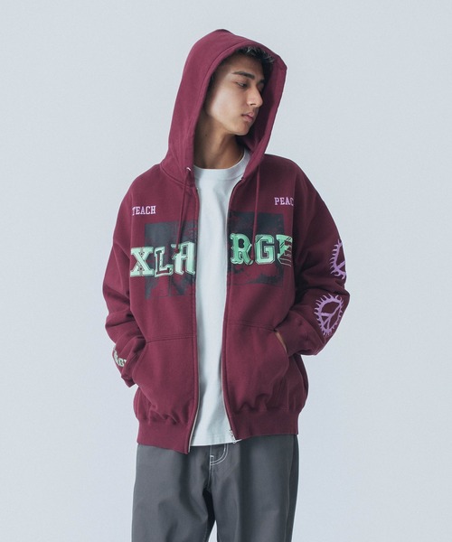 XLARGE（エクストラ ラージ） ジップアップパーカー S バーガンディー