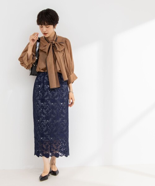 「NOLLEY'S」 7分袖ブラウス 38 キャメル レディース_画像4