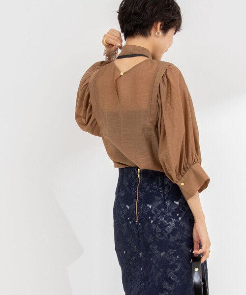「NOLLEY'S」 7分袖ブラウス 38 キャメル レディース_画像6