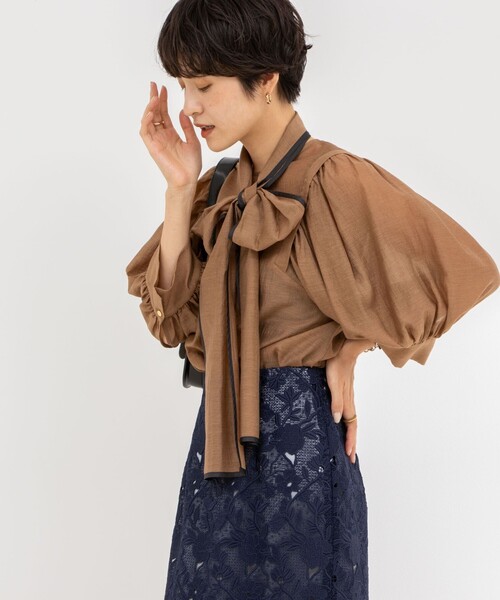 「NOLLEY'S」 7分袖ブラウス 38 キャメル レディース_画像7