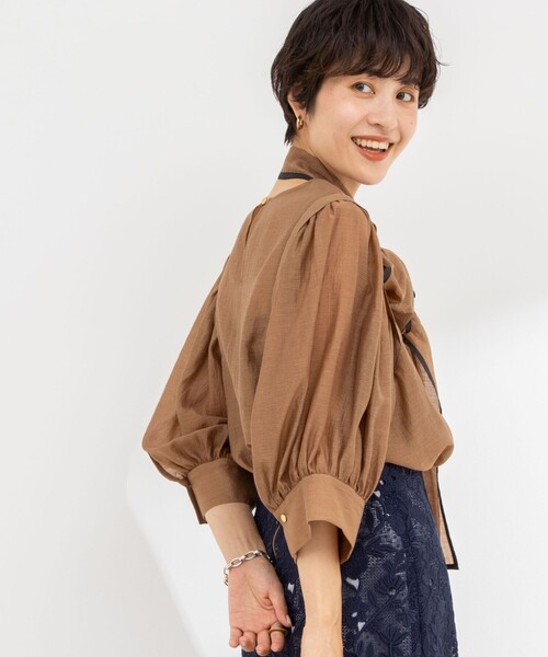 「NOLLEY'S」 7分袖ブラウス 38 キャメル レディース_画像8