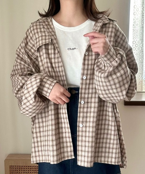 ブラウス シャツ ゆるだぼチェックシャツ レディース Cham. ブラウス シャツ ゆるだぼチェックシャツ レディース